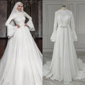 15572# Real Photos Dubai Flare Sleevs A-line Chiffon Wedding Dress Sweep Train Bride Gown With Appliques for Women With Scarves