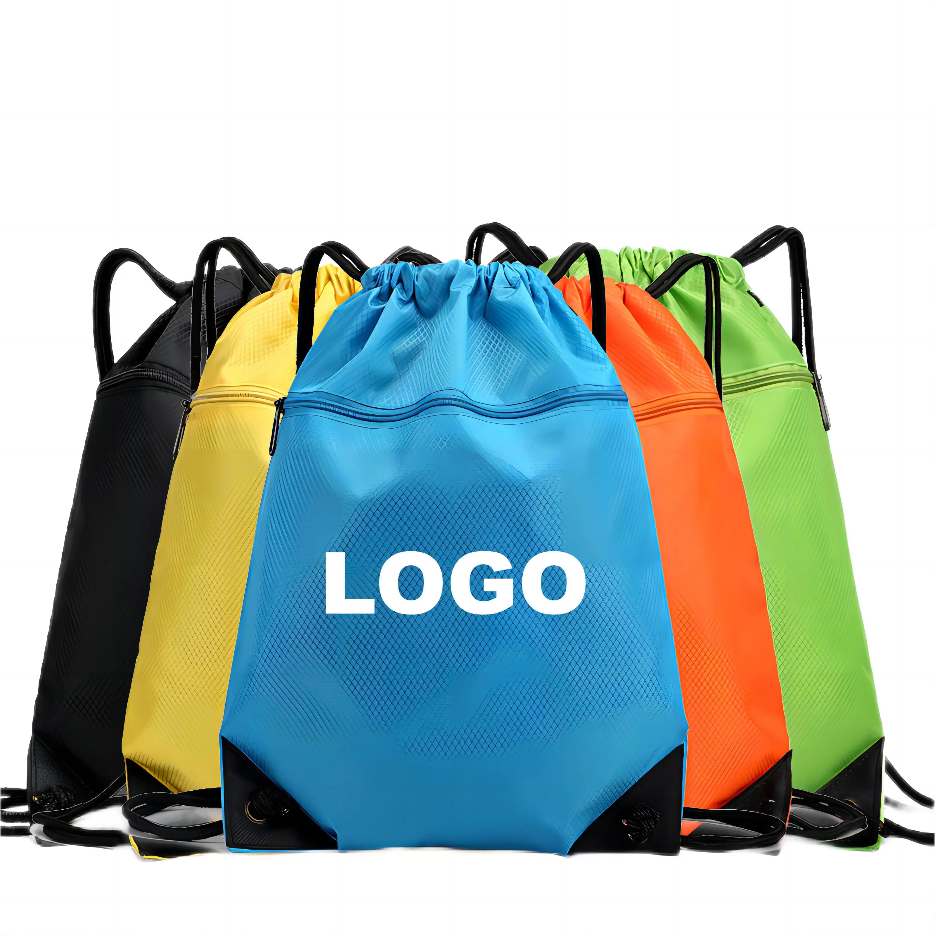 Manufacturer Customized 210D Polyester Cloth Bundle Pocket Drawstring Backpack Logo Bag Formulated Nylon Bag Drawstring Bag