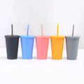 Drink Cup Customs Sippy Double Wall Bpa Free Clear Skinny Matte 450ML Plastic Water Cups With Lids and Straw for Kids School