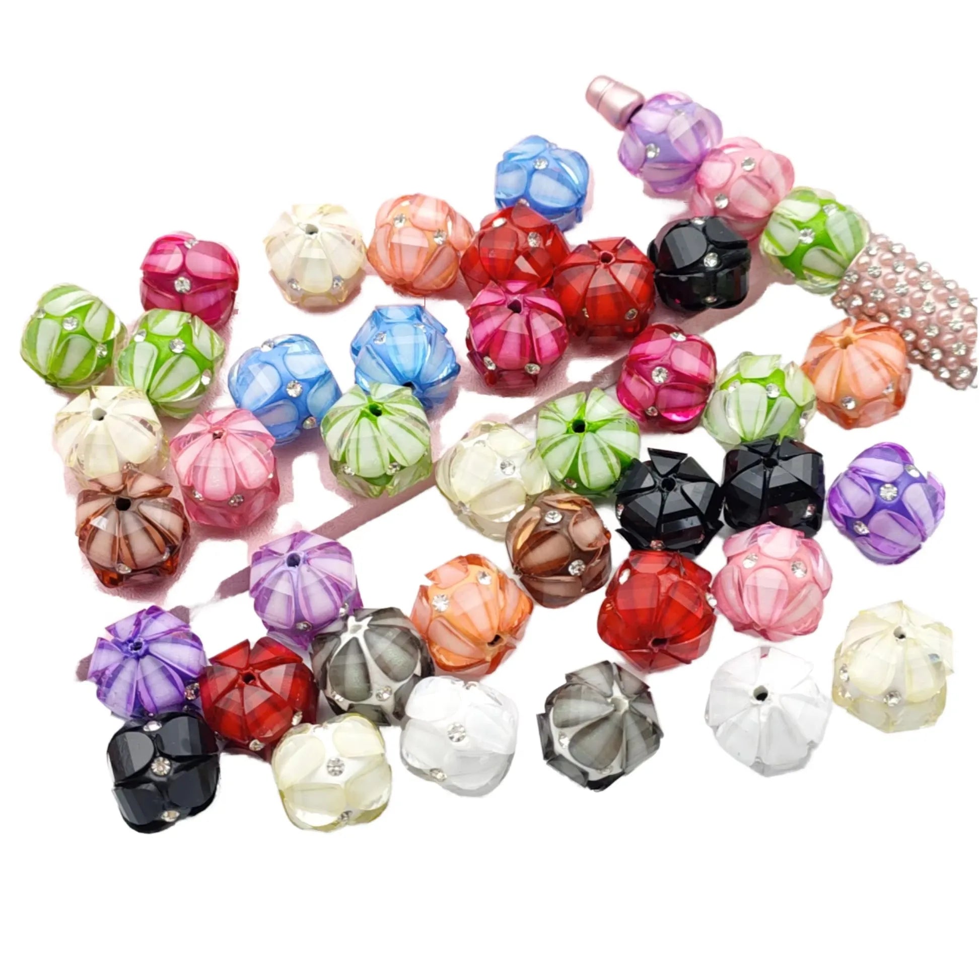 JC Crystal Wholesale Cheap 8/10/12mm Acrylic Ink Painting Round Bead Pattern Crack Ice Cracked Beads