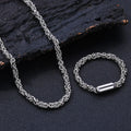 Wholesale Hot-Selling Men's Trendy Street Punk Style Chain Necklace Jewelry Set Cross-Border Magnetic Clasp Bracelet
