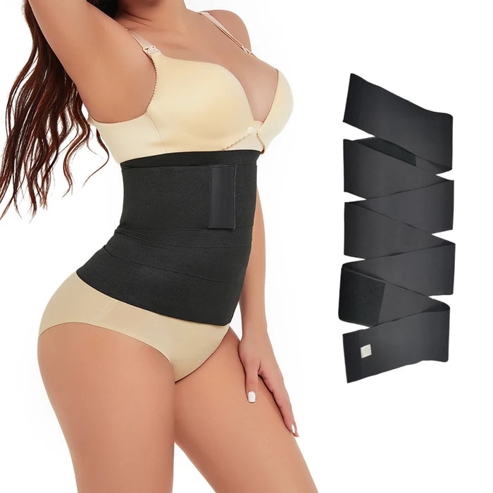 400cm Elastic Band Tummy Wrap for Weight Loss Flat Belly Stomach Belt Body Shaper Waist Trainer