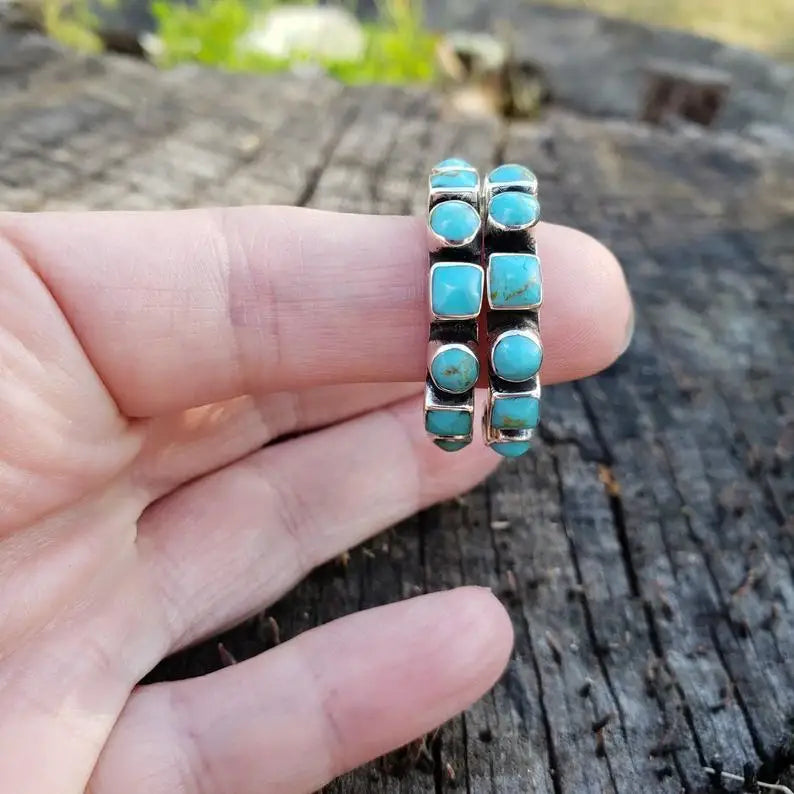 New Arrival Western Bohemia Earrings Cowgirl C Shape Turquoise Hoop Earrings for Woman Gift