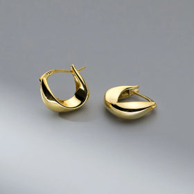 Fashion Big Earrings Jewelry 925 Sterling Silver Chunky Earrings Chunky Punk U-shaped Gold Plated Hoop Earrings Women