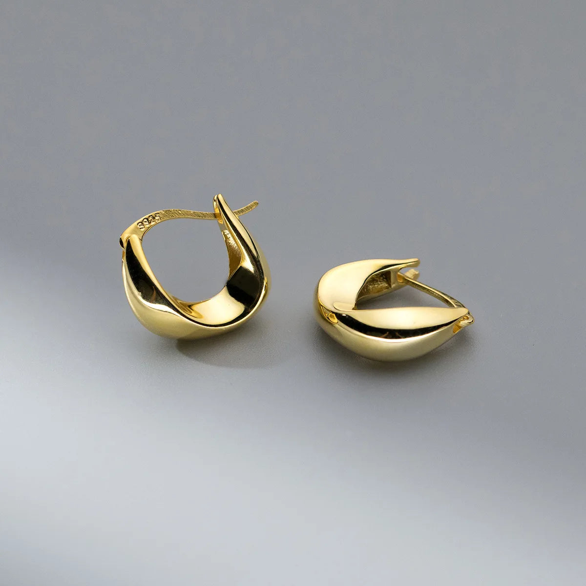 Fashion Big Earrings Jewelry 925 Sterling Silver Chunky Earrings Chunky Punk U-shaped Gold Plated Hoop Earrings Women