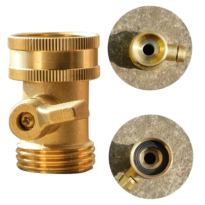Garden Hose Brass Shut off Valve Smooth Surface Durable Corrosion Resistant Anti Deformed Hose Adapter with 3-Year Warranty