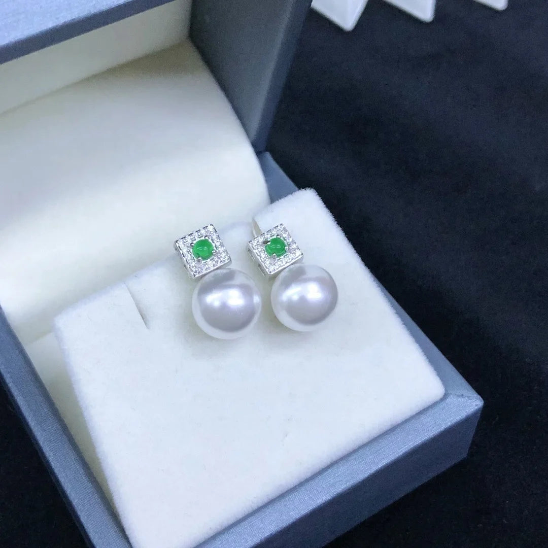 E2132 10-11mm DIY Natural Freshwater Pearl Charm Earrings Mounting Accessory 925 Sterling Silver Gold Plated  Jewelry for Women