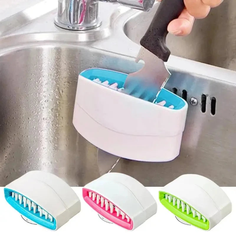 Reusable Sucker Cutlery Cleaner for Knife Fork Spoon Chopsticks Detachable Vegetable Fruit Cleaning Brush Kitchen Accessories