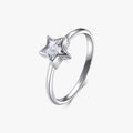 925 Sterling Silver Shinning Delicate Star Shape Clear Cubic Zirconia Finger Rings for Women Girls Party Fine Jewelry