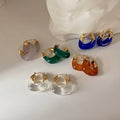 SC Vintage French Earrings Exaggerated Women Drop Earrings Gold Plated Transparent Resin Hoop Earrings