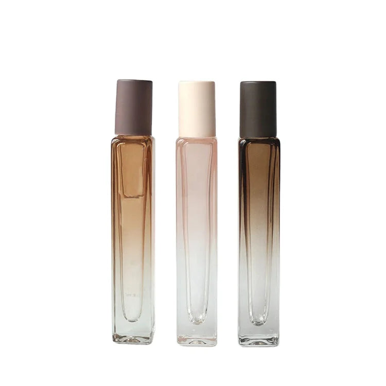 8ml New Style Pink and Coffee Bottle Roll on Bottle Square  Thick Bottom Perfume Essential Oil Glass Roller Ball Bottle