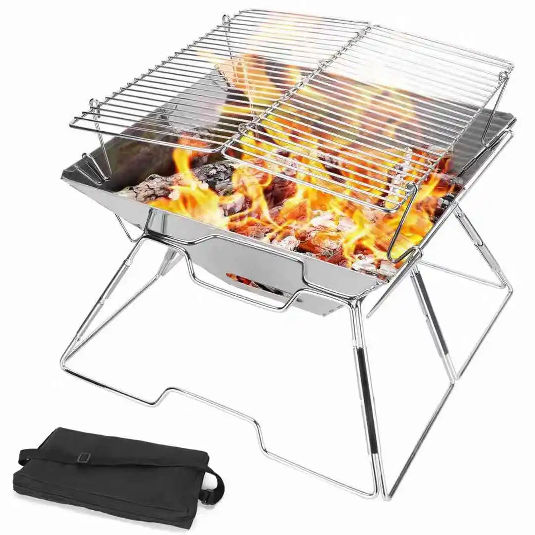 Custom Modern Folding Stainless Steel Smokeless Portable Charcoal BBQ Grill Outdoor Firepit Backyard Camping Brazier Heater