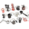 Coffee Keychain Tamper Portafilter Moka Pot Style Shape Metal Coffee Accessories Keyring Key Chain