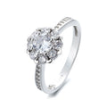 925 Sterling Silver White Floral Zircon Female Ring