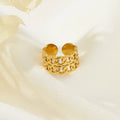 Custom Factory Design Trendy Gold Plated Waterproof Jewelry Stainless Steel 18K PVD Double Cutout Circle Open Rings
