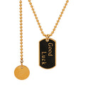 Stylish Casual 18K Gold Plated Stainless Steel Good Luck Letter Double Layer Adjustable Necklace for Women Anniversary Wear