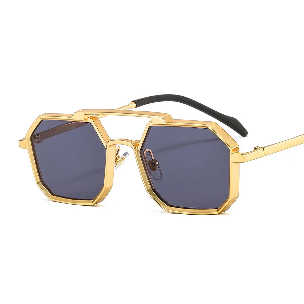 2025 Double Bridge Punk Metal Polygon Sunglasses Men and Women Personality Fashion Octagonal Sunglasses