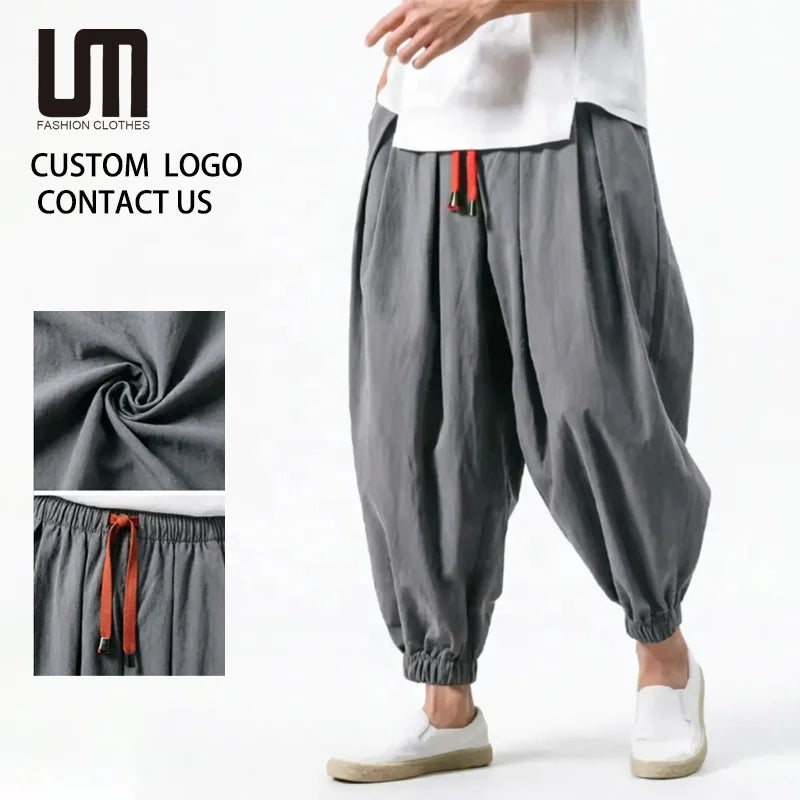 OEM Trending Product Spring Summer Men Casual Loose Polyester Cotton Pants Sweatpants Oversize Trousers