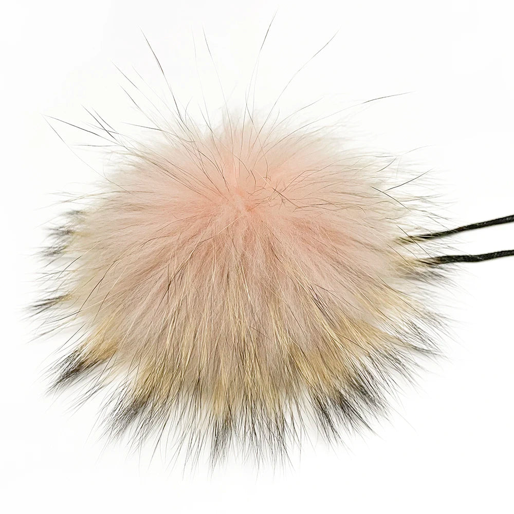13cm Fur Pom Poms Real Fur Wholesale Real Raccoon Fur Pompom With Lace for Knitted Hat