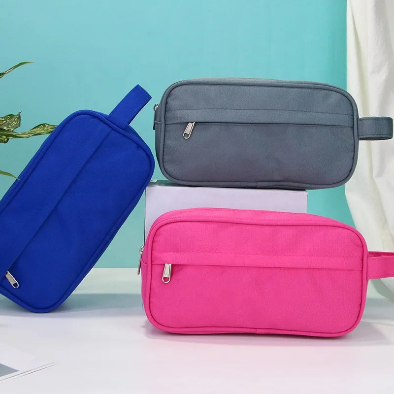 Promotion Large Capacity Polyester Bathroom Travel Makeup Bags Custom Logo Waterproof Airplane Wash for Toiletry Bag Perfect Gif