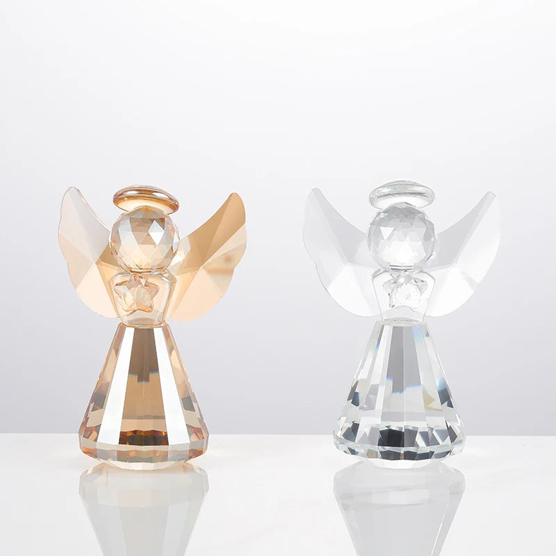 3inch Clear Crystal Guardian Angel Figurine Table Decor Glass Angel Statue Ornaments Art Collectible Birthday Christmas Gift