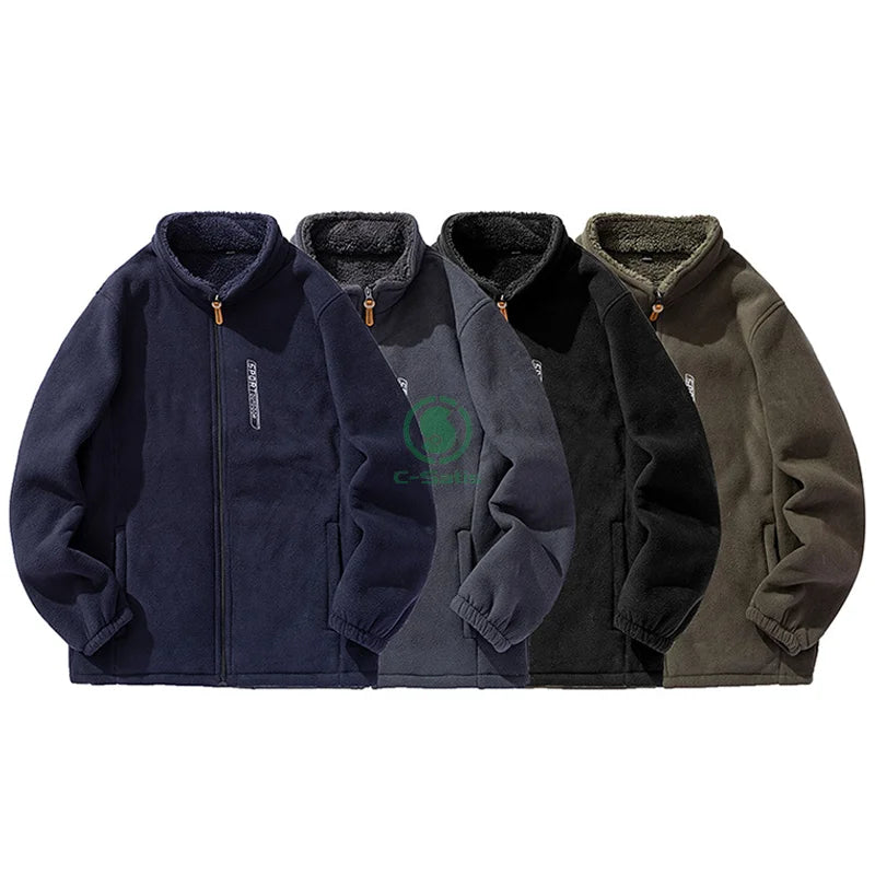 Custom Fleece Coat Men's Fleece Coat Zipper Warm Soft Fleece Jacket for Men Plus Jacket