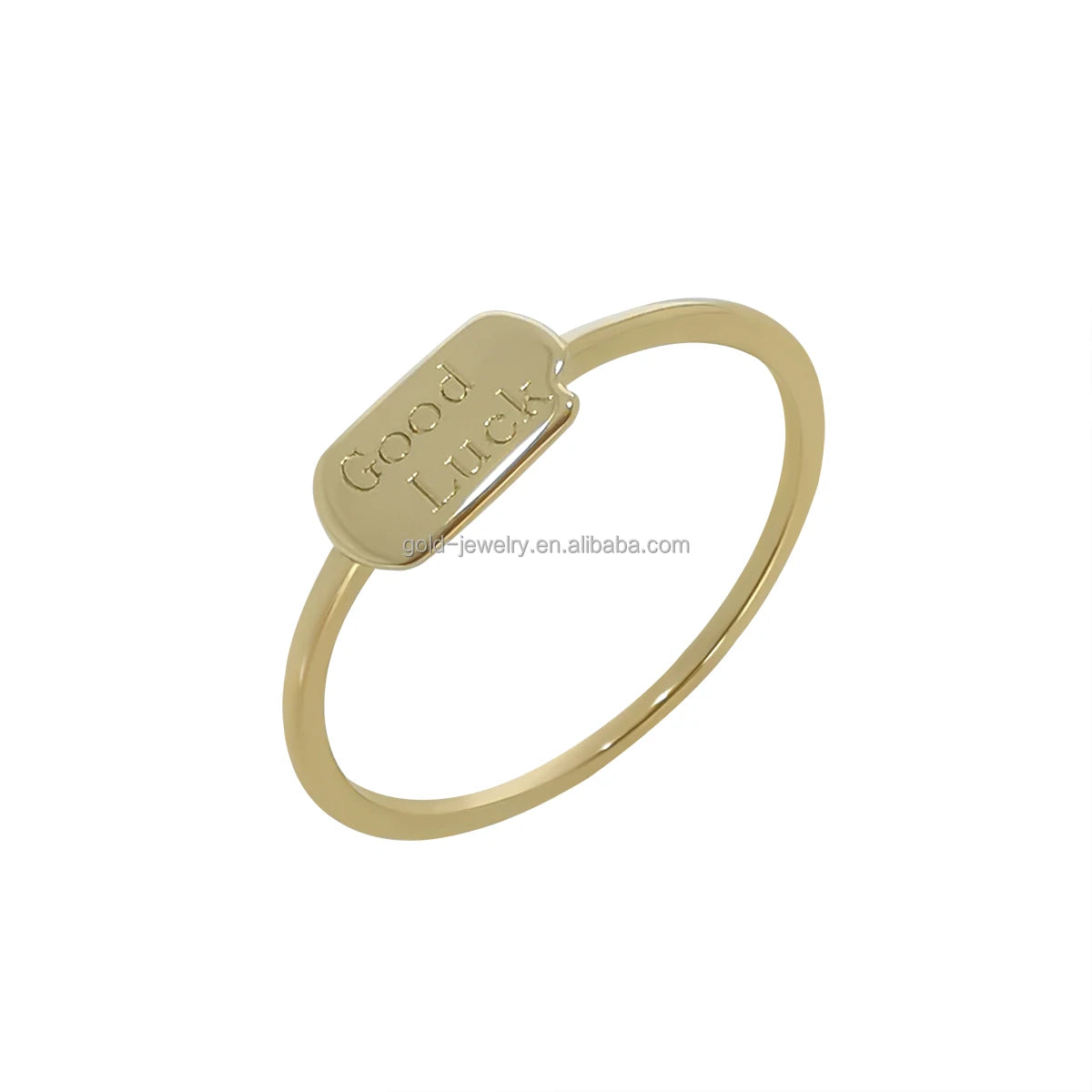 Custom Ring 9k 14k Real Gold Personality Engraved Name Finger Ring Wholesale Women Jewelry Yellow Gold Signet Cluster Rings