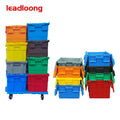Storage Stackable Crate with Lid Attached Lid Tote Container Wholesale Big Crate Price Plastic Plastic Box Plastico Box Rack