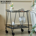 WISEMAX FURNITURE Modern Home Decor Sofa Side Table Organizer Metal Shelf 2 Tier Serving Rolling Kitchen Trolley Storage Rack