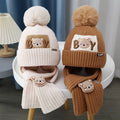 Children's Winter Warm Hat & Scarf Set 100% Acrylic Knitted Beanies Adjustable Unisex
