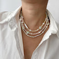 Vintage Wholesale Women Choker Big Fashion Chain Freshwater Pearl Waterproof Jewelry Women Baroque Pearl Necklace