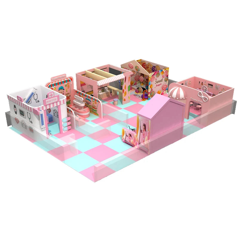 Pretend City Town Playhouse Toddler Role Play House Indoor Play Area Children's Soft Kids Indoor Playground Equipments