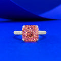 Fine 925 Sterling Silver Lovely Pink Iced Cut 9x9mm Cubic Zirconia Rings Jewelry Women Promise Engagement Wedding Ring