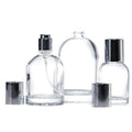 30ml 50ml Clear Glass Perfume Bottles Cylinder Shape with Pump Cap Screw Cap Hot Stamped Surface Empty Spray Perfume Containers