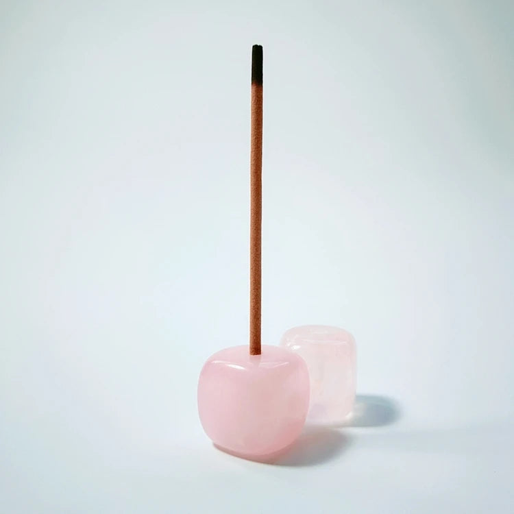 Hongzhuo Wholesale Custom Incense Stick Holder Rose Quartz Cube Incense Holder