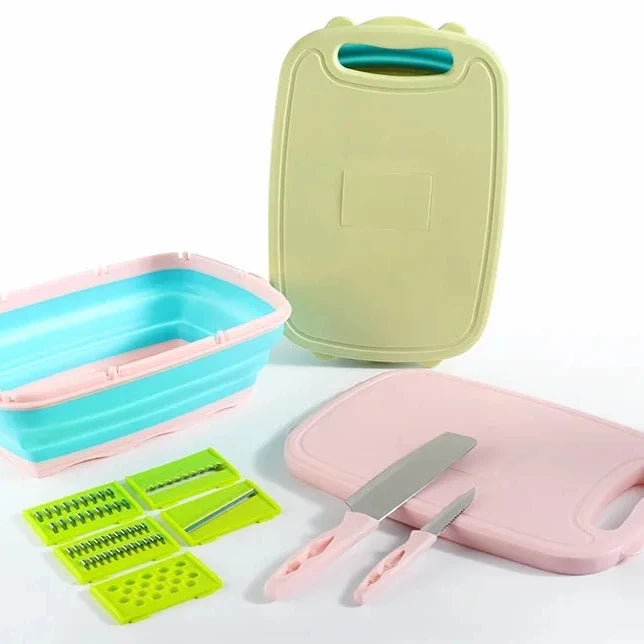 Household Kitchenware Folding Travel Foldable Eco-Friendly Durable Cutting Board with Draining Basket