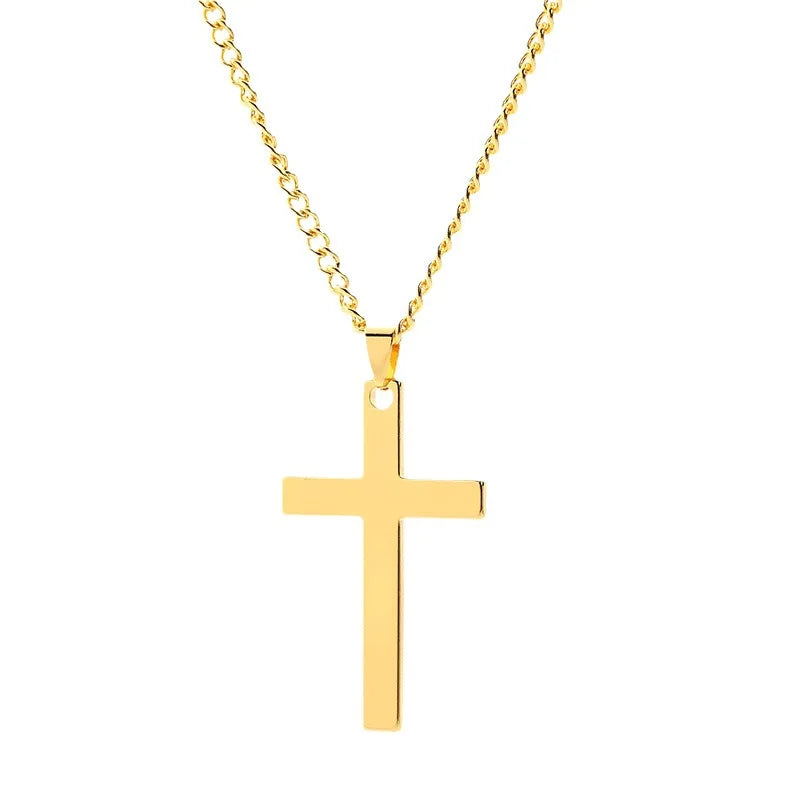 Punk Jewelry Mixed Color Long Chain Stainless Steel Men Cross Necklace