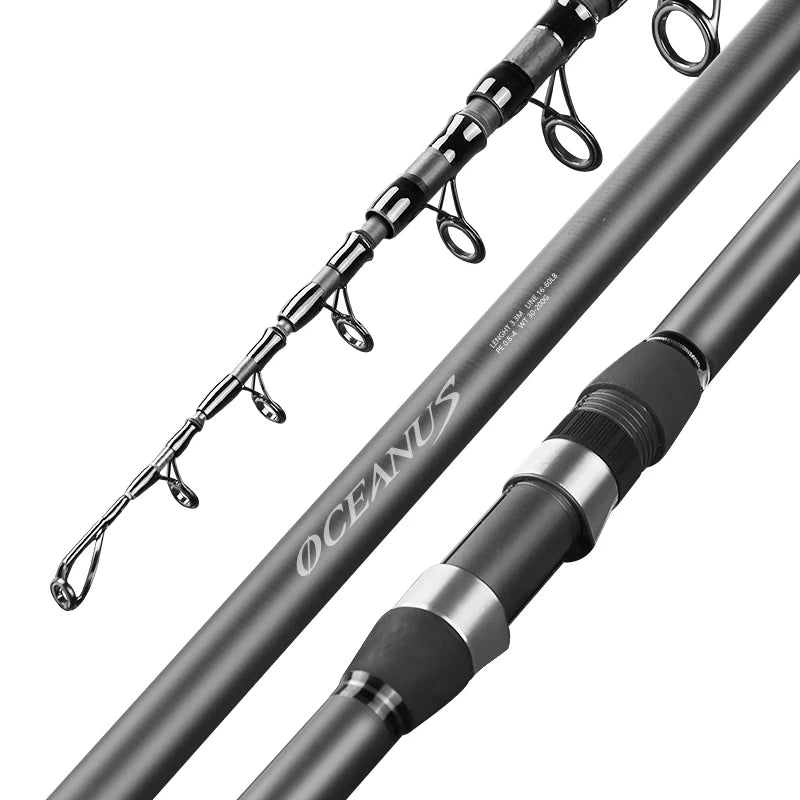 CHILENT High Quality Carbon Spinning Rod 2.4m-5.4m Super Light 5/6/7/8 Sections Telescopic Long Handle Carbon Fiber Fishing Rod