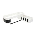 Seamless Rotating Tripod Shower Shelf 4 Hooks and Towel Holder for Bathroom and Kitchen