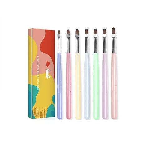 Nail Art Brushes Set 6Pcs Nail Tips Art Design Tools With Poly Extension Gel Brush Nail Polish Brush Carved Brush