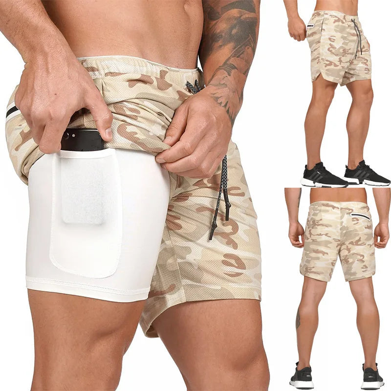 Wholesales Custom Mens Compression Workout Shorts With Liner 2 in 1 Esportivo Mesh Fitness Men Gym Shorts With Pocket