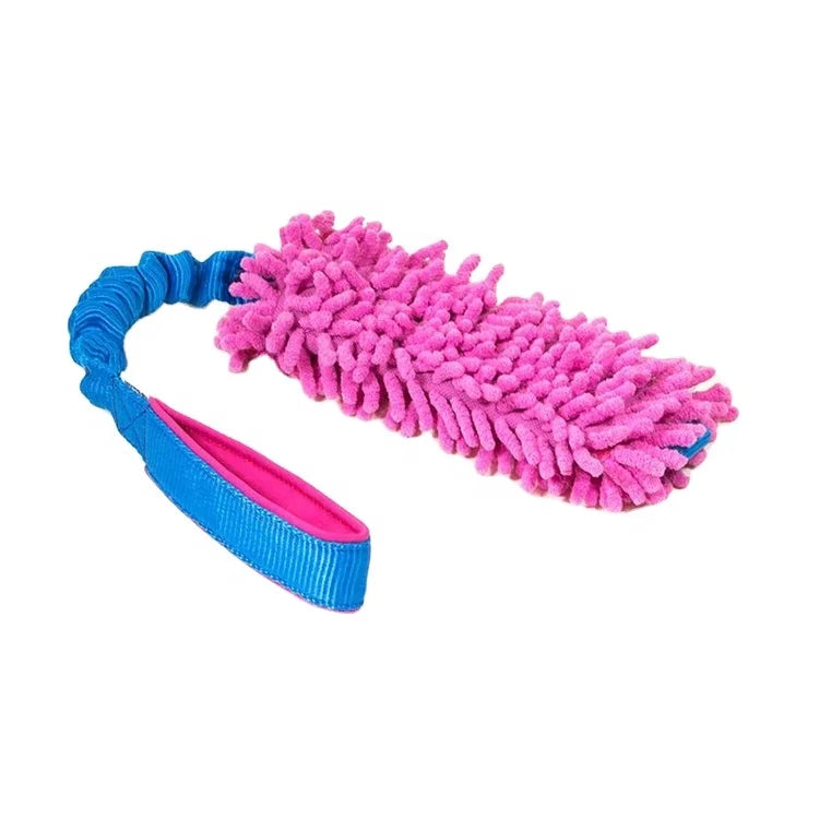 New Design Eco-Friendly Durable Rubber Medium Tug Dog Toy Mop with Bungee Handle Interactive Chew Toy
