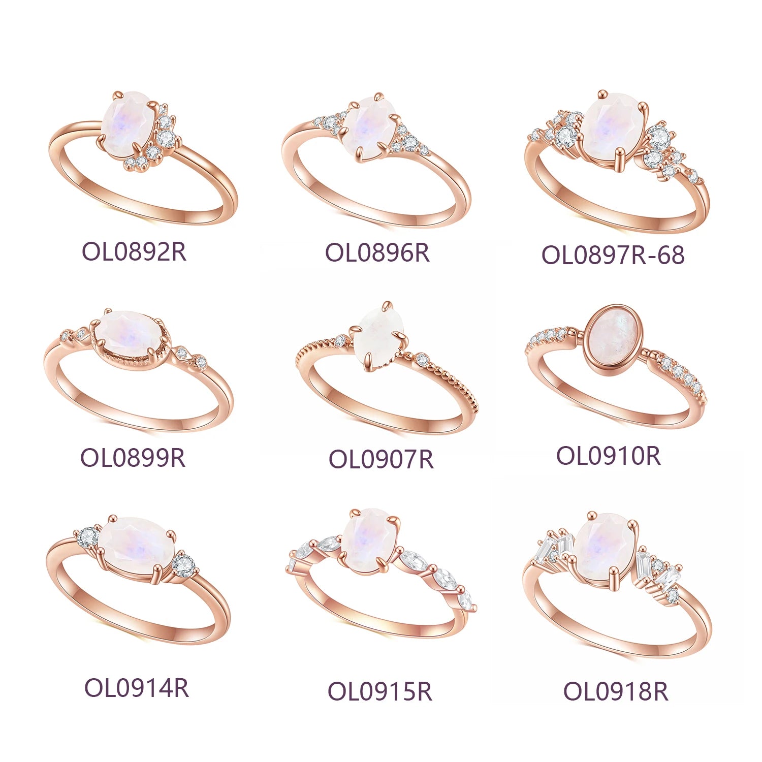 Abiding Wholesale Price Natural Rainbow Moonstone Women Rings 925 Silver Gold Plated Milky Blue Moonstone Gemstone Ring