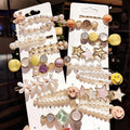 MIO Ins Fashion Pearl Hair Clips Geometric Color Crystal Pearl Hair Clip Set Sweet Girls Hair Clips Accessories