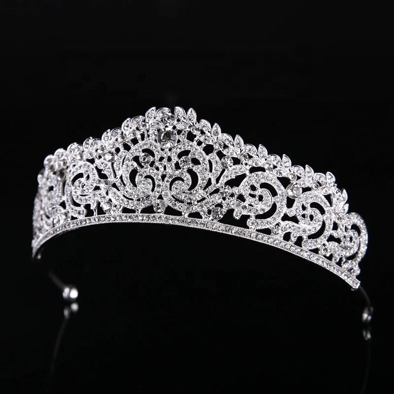 Wholesale Pageant Crown Hair Accessories Silver Baroque  Tiara  Bridal Large Crown Wedding Accessories