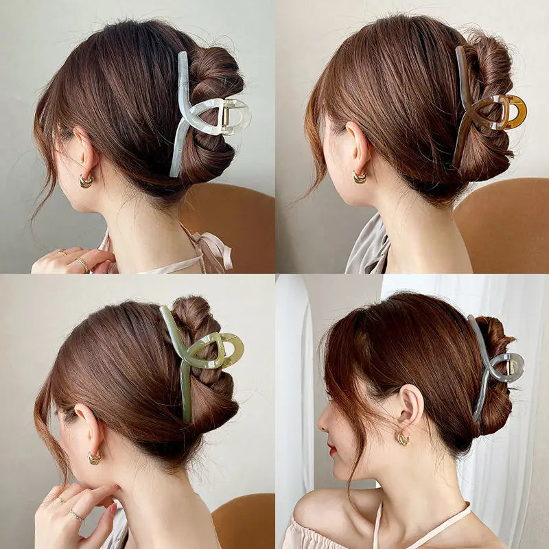 12.5cm Women's Large Pink Gradient Claw Hair Clip Headband Resin Material Cute Girlish Style Compatible Thin Thick Curly Hair