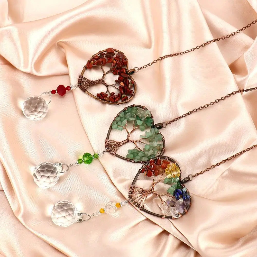 Polished Natural Amethyst Quartz Sun Catcher Love Crystal Life Tree Pendant for Christmas Garden Party Elegant Light Craft