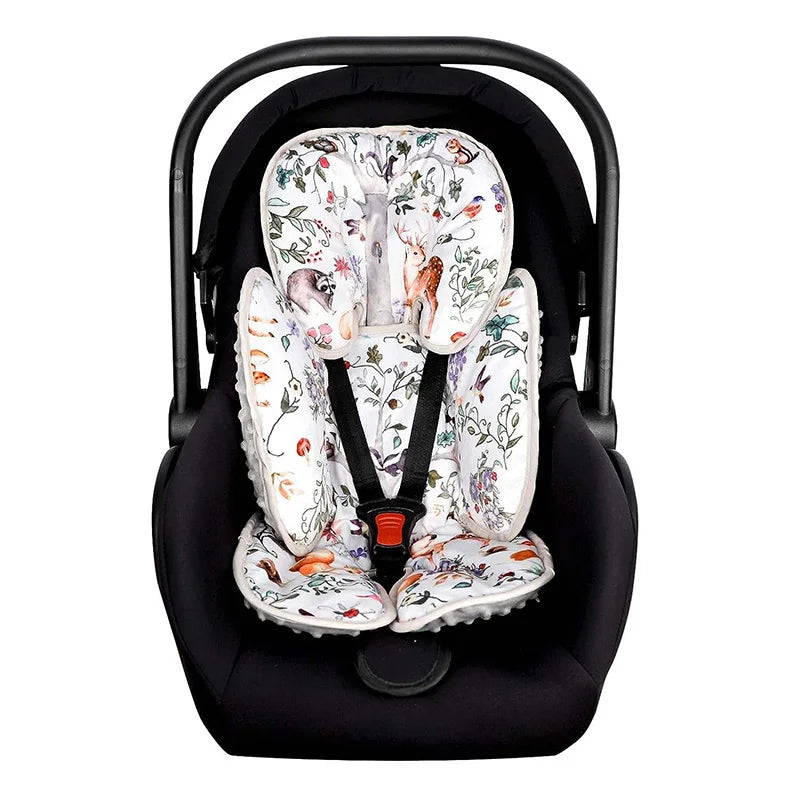 2-in-1 Reversible Multifunction Infant Car Seat Head Neck Body Support Ultra-Soft Minky and Microfiber Newborn Car Seat Insert