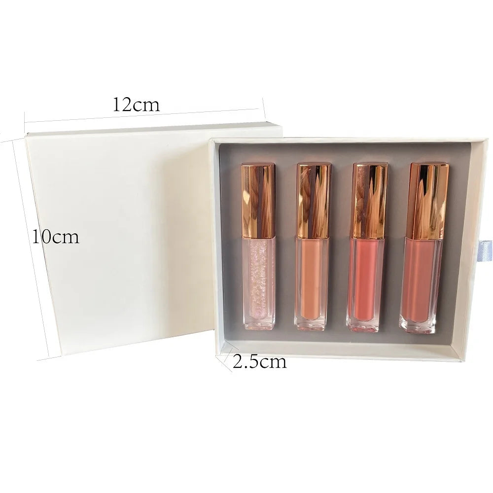 Customized Logo 4 Colors Glossy and Matte Liquid Lipstick Set