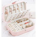 Green and White Leather Small Jewelry Case for Ring Earrings Fashionable Travel Organizer Pouch for Women Girls Gift Packaging